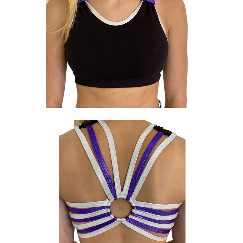 💛2/$25 Boutique sports bra strappy back starburst